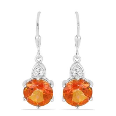 BUY 925 SILVER REAL PADPARADSCHA QUARTZ GEMSTONE EARRINGS